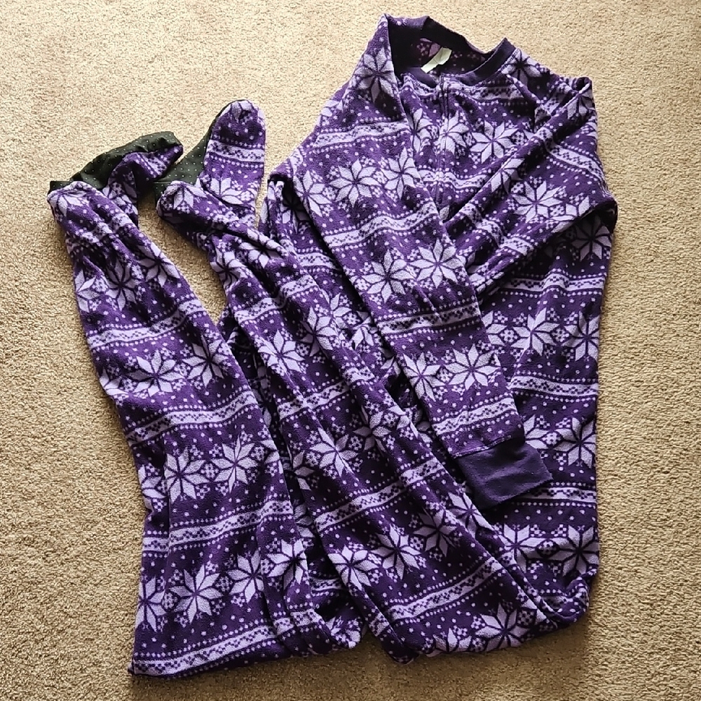 Denver Hayes Women's Purple Snowflake Onesie Pajamas
